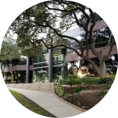 Sidewalk view of San Antonio learning hub building exterior